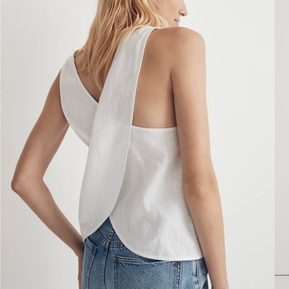 Madewell Tops - Madewell Sleeveless 100% Linen wrap top, white, size 2 women’s